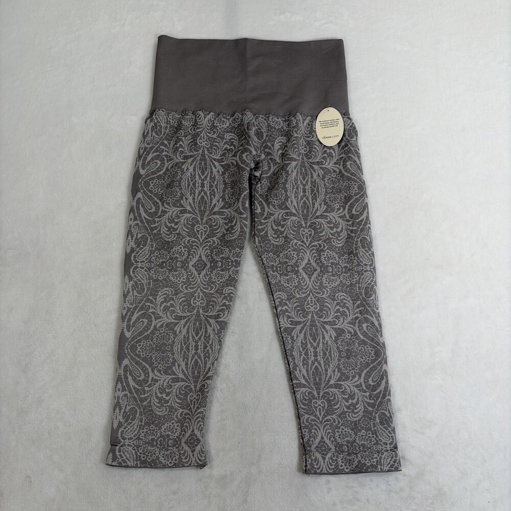 NWT Soma Womens Grey Scroll Slimming Leggings Large Legging Crop Bnfts Charity